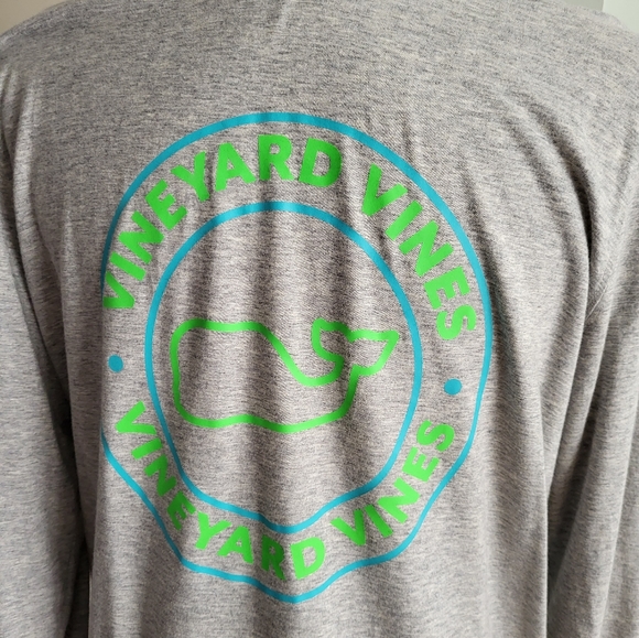 Vineyard Vines Women Long Sleeve Graphic Pocket Tee Shirt Top Gray Medium New - Picture 6 of 9